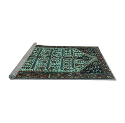 Sideview of Machine Washable Persian Light Blue Traditional Rug, wshtr35lblu