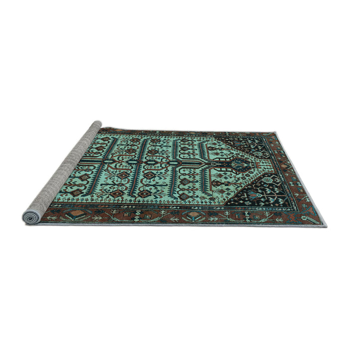 Sideview of Machine Washable Persian Light Blue Traditional Rug, wshtr35lblu