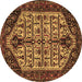 Round Machine Washable Persian Brown Traditional Rug, wshtr35brn