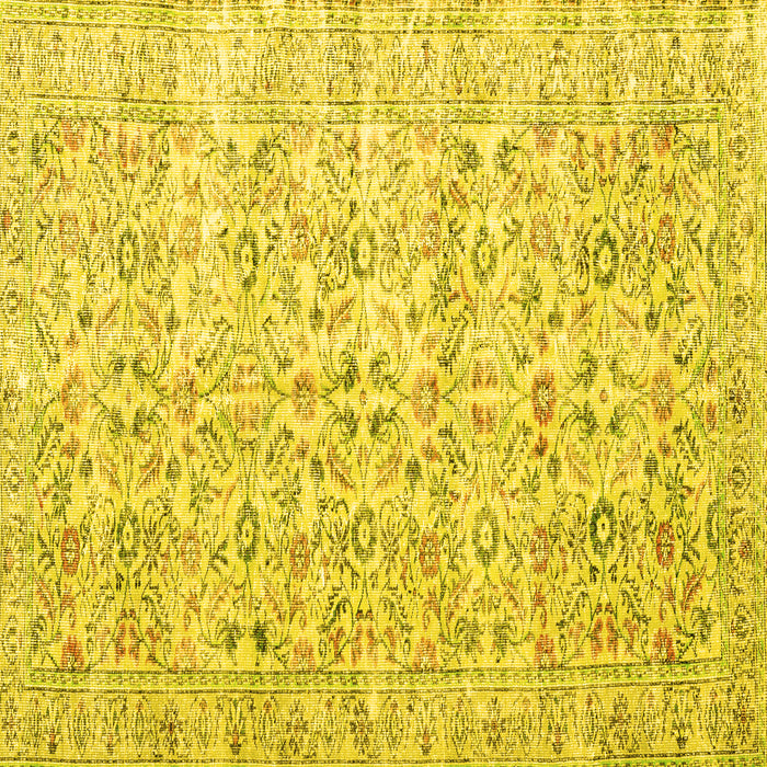 Square Machine Washable Persian Yellow Traditional Rug, wshtr3600yw