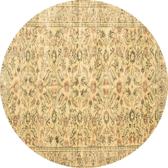 Round Persian Brown Traditional Rug, tr3600brn