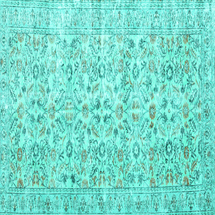 Square Machine Washable Persian Turquoise Traditional Area Rugs, wshtr3600turq