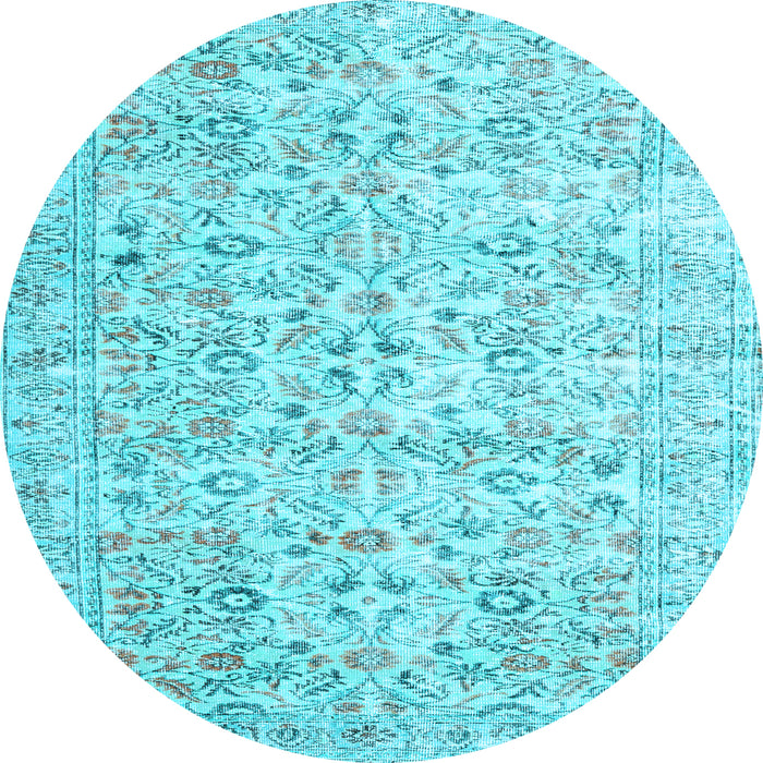 Round Machine Washable Persian Light Blue Traditional Rug, wshtr3600lblu