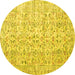 Round Machine Washable Persian Yellow Traditional Rug, wshtr3600yw