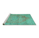 Sideview of Machine Washable Persian Turquoise Traditional Area Rugs, wshtr3601turq