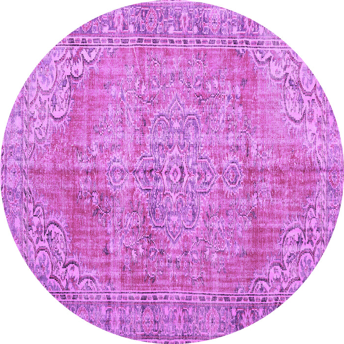 Round Machine Washable Persian Purple Traditional Area Rugs, wshtr3601pur