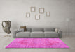 Machine Washable Persian Pink Traditional Rug in a Living Room, wshtr3601pnk