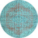 Round Persian Light Blue Traditional Rug, tr3601lblu