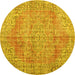 Round Persian Yellow Traditional Rug, tr3601yw