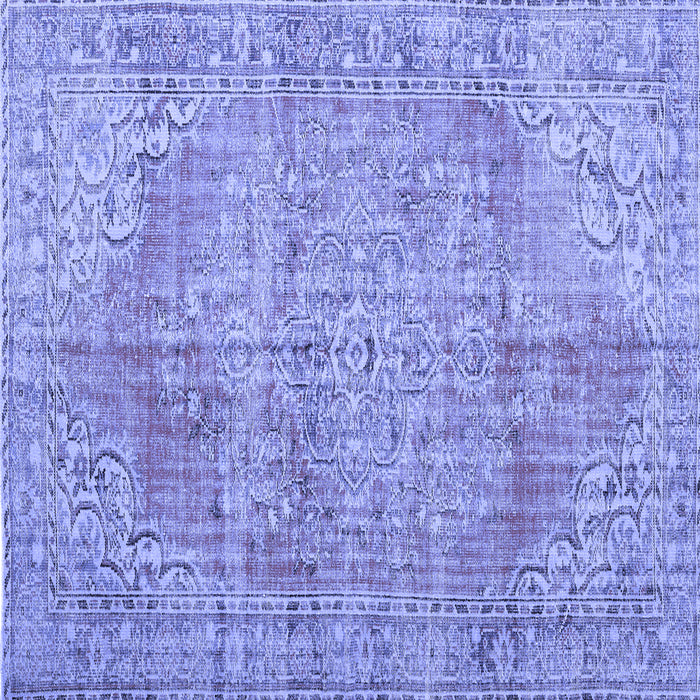Square Machine Washable Persian Blue Traditional Rug, wshtr3601blu
