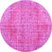 Round Persian Pink Traditional Rug, tr3601pnk