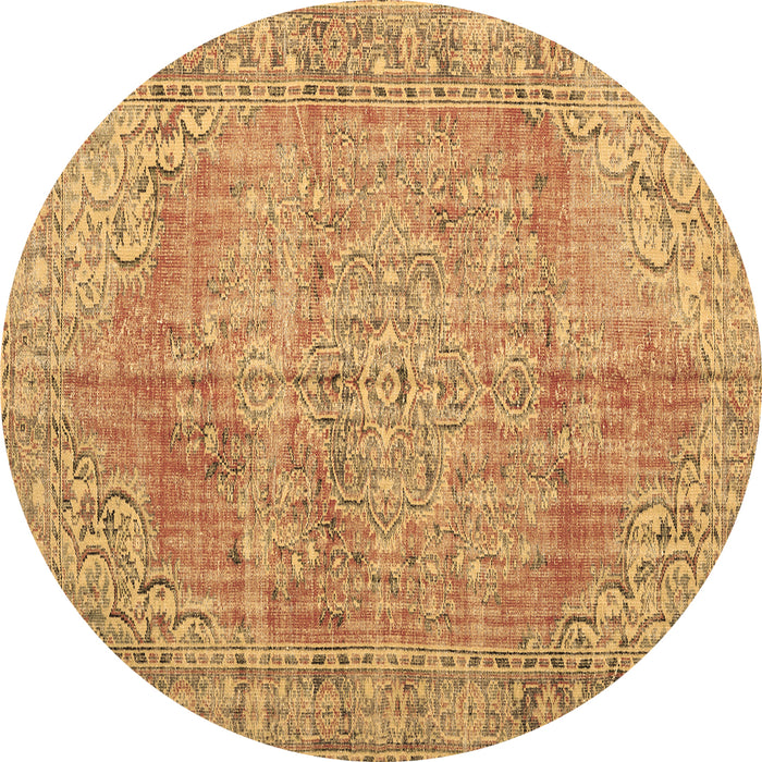 Round Persian Brown Traditional Rug, tr3601brn