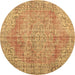 Round Persian Brown Traditional Rug, tr3601brn