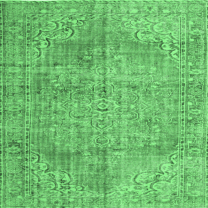 Square Machine Washable Persian Emerald Green Traditional Area Rugs, wshtr3601emgrn