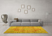 Machine Washable Persian Yellow Traditional Rug in a Living Room, wshtr3601yw