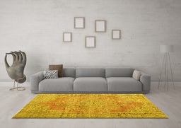 Machine Washable Persian Yellow Traditional Rug in a Living Room, wshtr3601yw