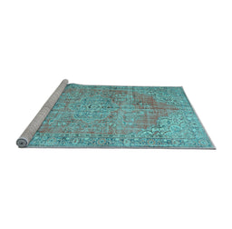 Sideview of Machine Washable Persian Light Blue Traditional Rug, wshtr3601lblu