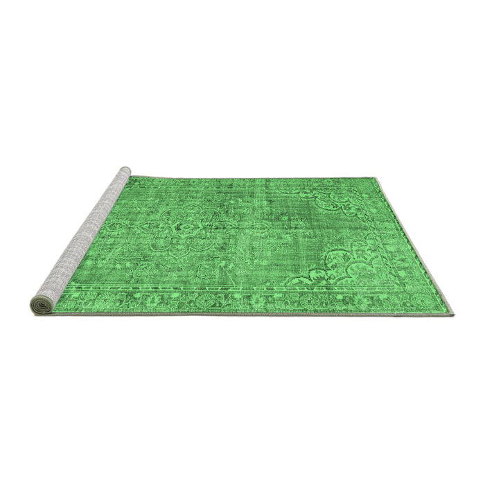 Sideview of Machine Washable Persian Emerald Green Traditional Area Rugs, wshtr3601emgrn