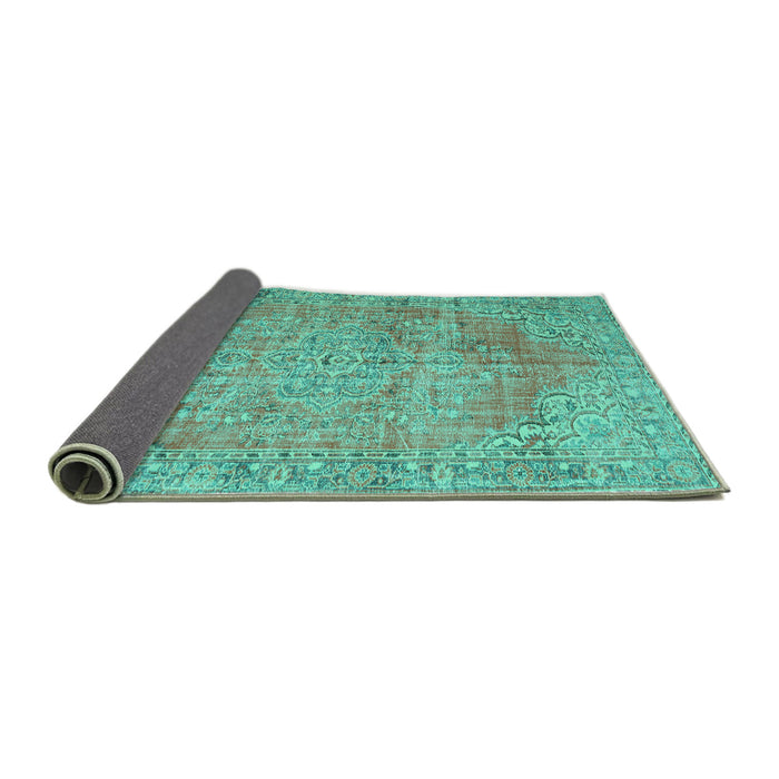 Sideview of Persian Turquoise Traditional Rug, tr3601turq