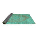 Sideview of Persian Turquoise Traditional Rug, tr3601turq