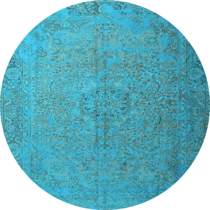 Round Machine Washable Persian Light Blue Traditional Rug, wshtr3602lblu