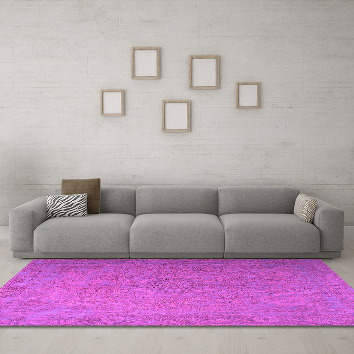 Machine Washable Persian Pink Traditional Rug in a Living Room, wshtr3602pnk