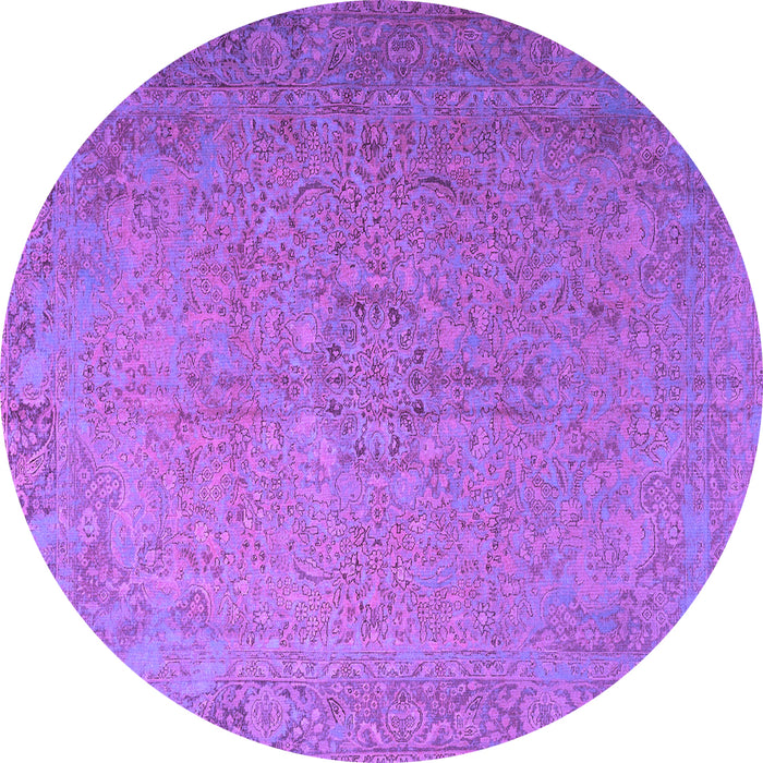 Round Machine Washable Persian Purple Traditional Area Rugs, wshtr3602pur