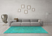 Machine Washable Persian Turquoise Traditional Area Rugs in a Living Room,, wshtr3602turq