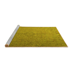 Sideview of Machine Washable Persian Yellow Traditional Rug, wshtr3602yw