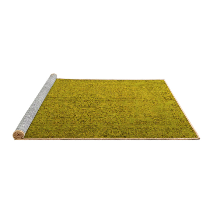 Sideview of Machine Washable Persian Yellow Traditional Rug, wshtr3602yw
