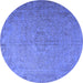 Round Persian Blue Traditional Rug, tr3602blu