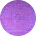 Round Persian Purple Traditional Rug, tr3602pur