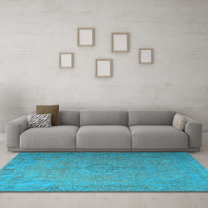 Machine Washable Persian Light Blue Traditional Rug in a Living Room, wshtr3602lblu