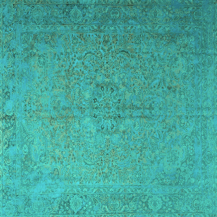 Square Machine Washable Persian Turquoise Traditional Area Rugs, wshtr3602turq