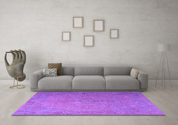 Machine Washable Persian Purple Traditional Area Rugs in a Living Room, wshtr3602pur