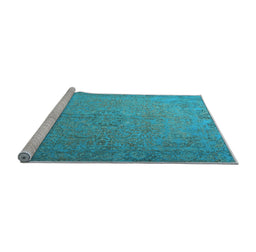 Sideview of Machine Washable Persian Light Blue Traditional Rug, wshtr3602lblu