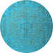 Round Persian Light Blue Traditional Rug, tr3602lblu