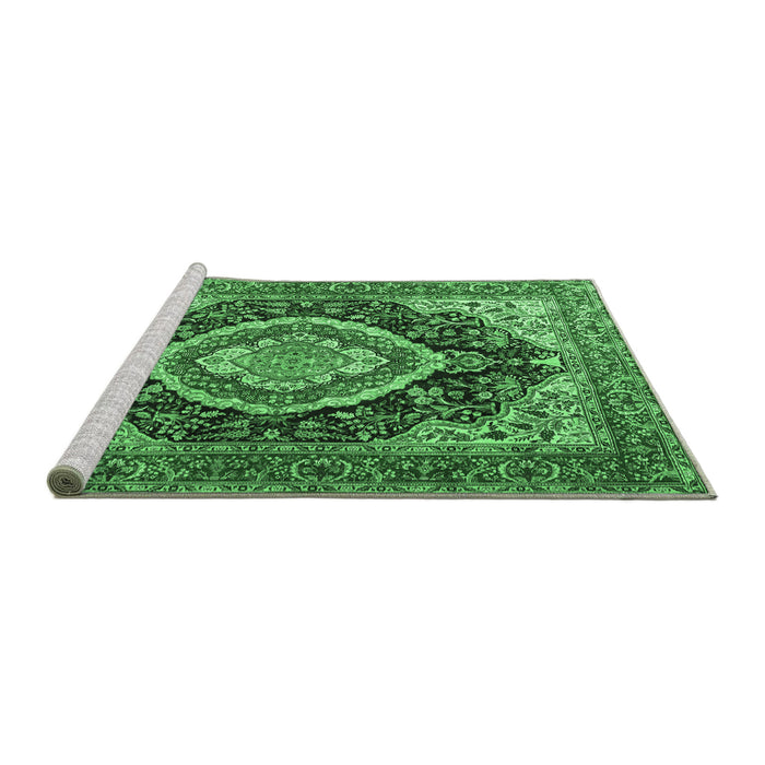 Sideview of Machine Washable Persian Emerald Green Traditional Area Rugs, wshtr3603emgrn