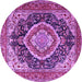 Round Machine Washable Persian Purple Traditional Area Rugs, wshtr3603pur