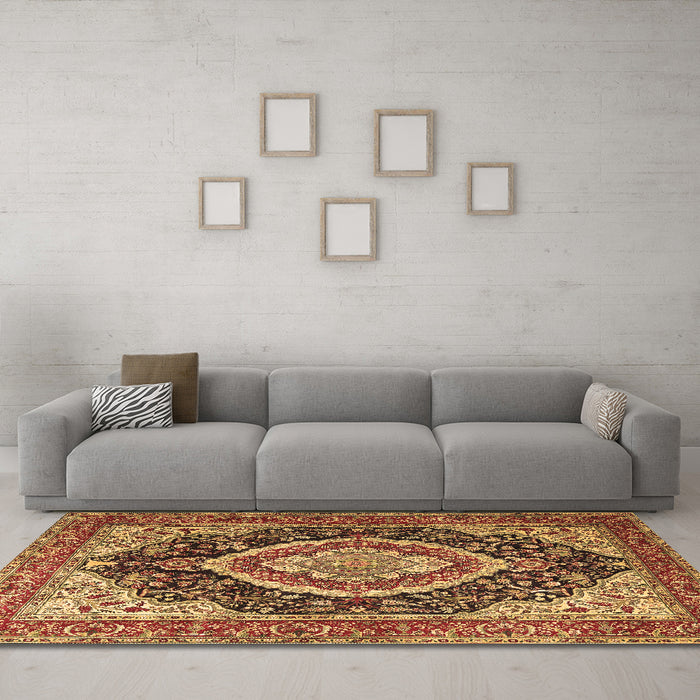 Machine Washable Persian Brown Traditional Rug in a Living Room,, wshtr3603brn