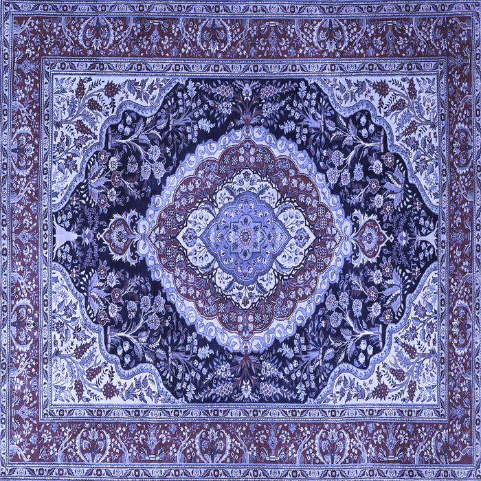 Square Machine Washable Persian Blue Traditional Rug, wshtr3603blu