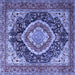 Square Machine Washable Persian Blue Traditional Rug, wshtr3603blu