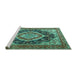 Sideview of Machine Washable Persian Turquoise Traditional Area Rugs, wshtr3603turq