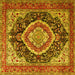 Square Machine Washable Persian Yellow Traditional Rug, wshtr3603yw