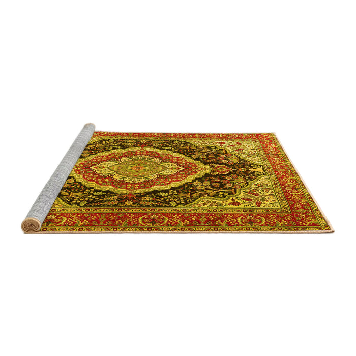 Sideview of Machine Washable Persian Yellow Traditional Rug, wshtr3603yw