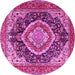 Round Machine Washable Persian Pink Traditional Rug, wshtr3603pnk