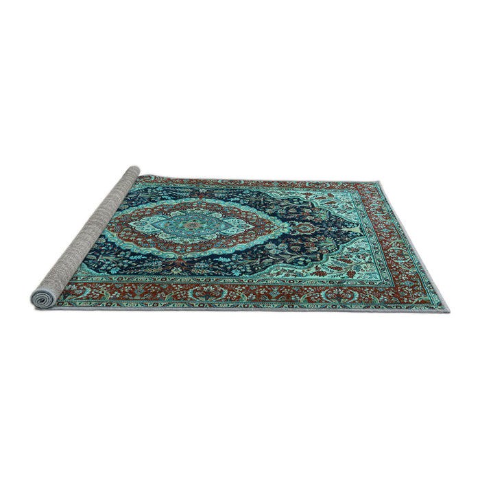 Sideview of Machine Washable Persian Light Blue Traditional Rug, wshtr3603lblu