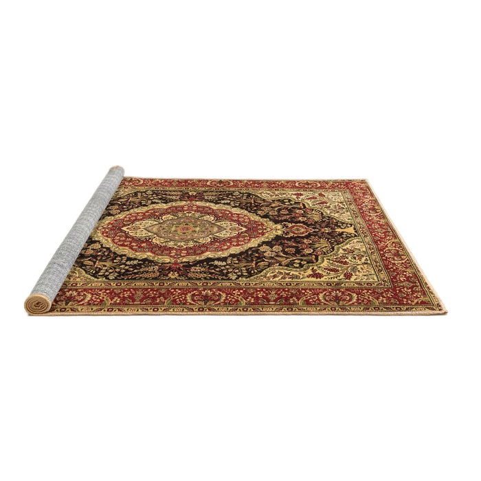 Sideview of Machine Washable Persian Brown Traditional Rug, wshtr3603brn