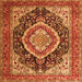 Round Machine Washable Persian Orange Traditional Area Rugs, wshtr3603org