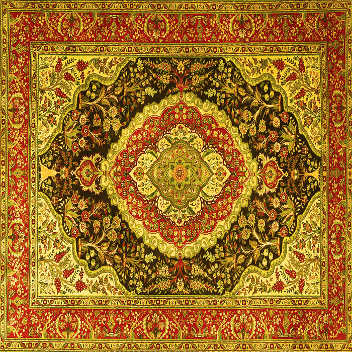 Square Persian Yellow Traditional Rug, tr3603yw